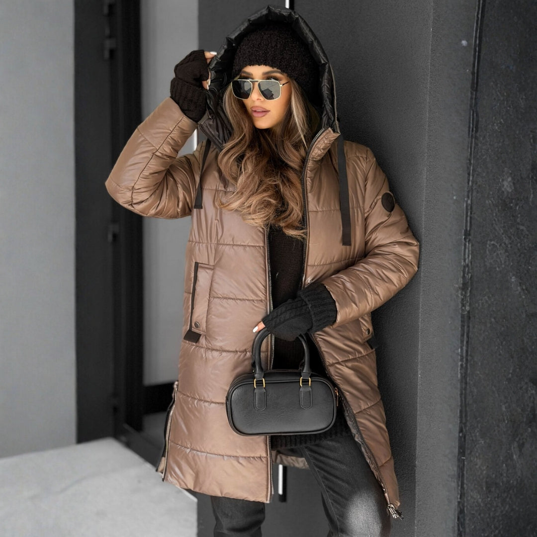 Jarmila – prošívaný kabát s luxusním límcem