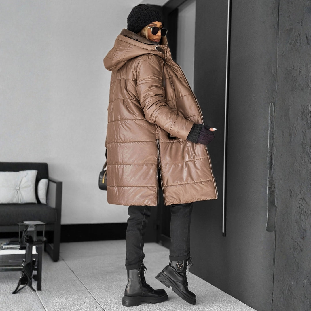 Jarmila – prošívaný kabát s luxusním límcem