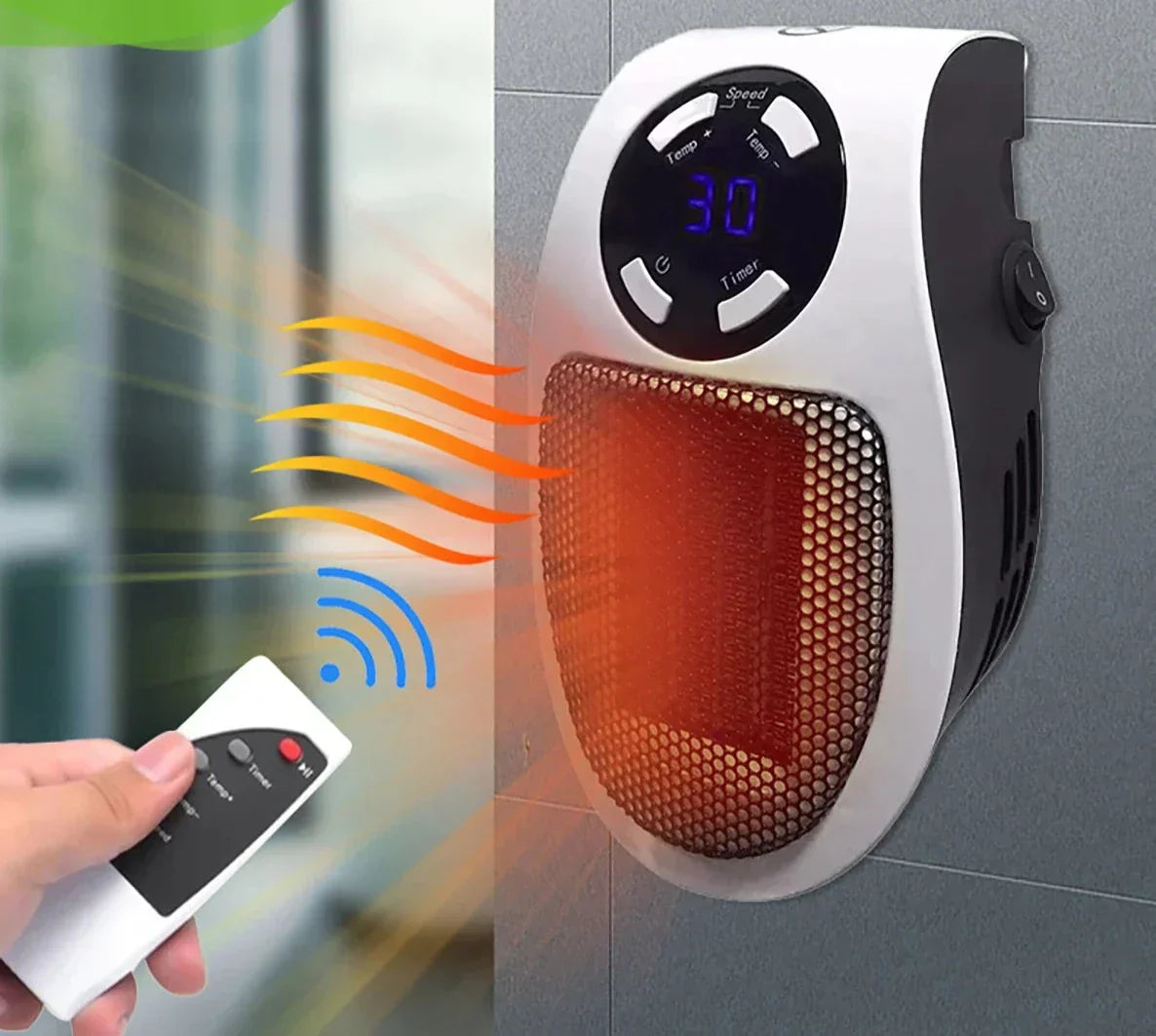 HeatBreeze | Přenosný elektrický ventilátorový ohřívač s dálkovým ovládáním – rychlé vytápění